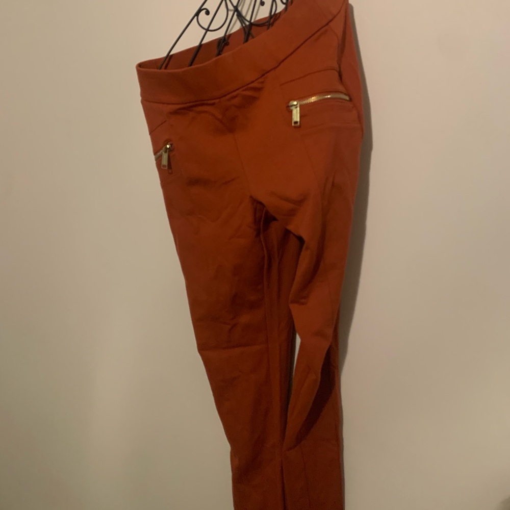 Michael Kors Rust Pants with Gold Zipper